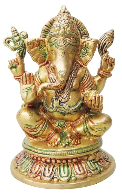 Brass Showpiece Ganesh Ji Statue  - 5.3*5*8 Inch (BS1299 G)