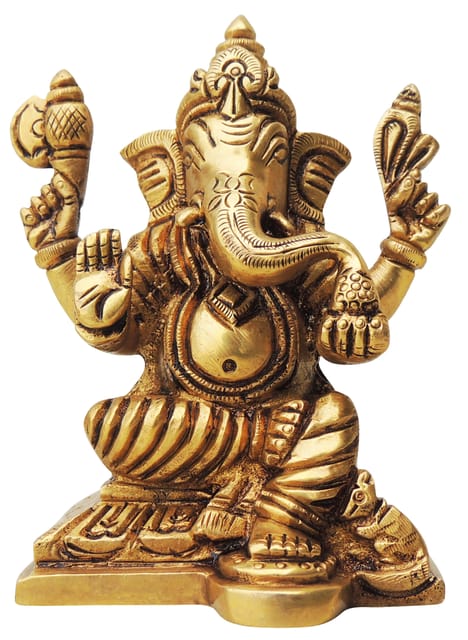 Brass Showpiece Ganesh Ji Statue  - 3.5*2.5*4 Inch (BS1315 G)