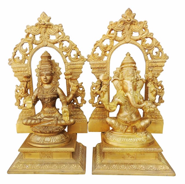 Brass Showpiece Ganesh & Laxmi Statue - 14*4.8*13 Inch (BS006)