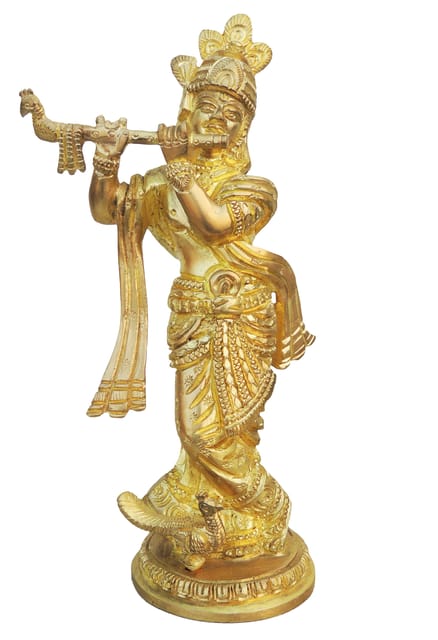 Brass Showpiece Krishna Super Fine Statue - 4.4*2.7*7.5 Inch (BS017)