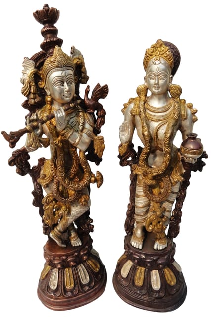 Brass Showpiece Radha Krishan Pair Statue - 7*5*22 Inch (BS074)