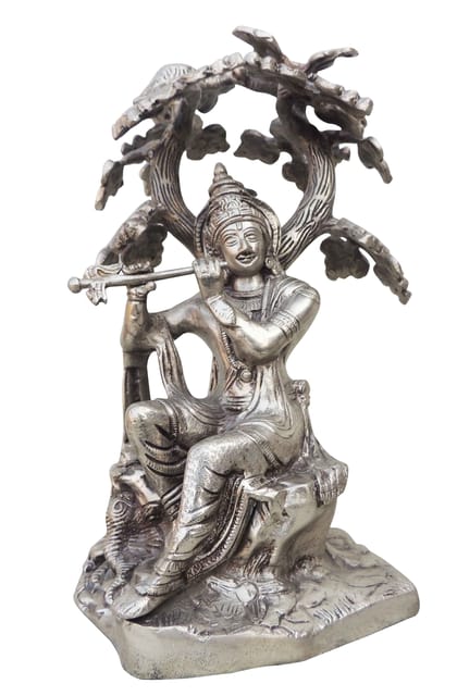 Brass Showpiece Krishna Under Tree Statue - 6.5*5.8*10.5 Inch (BS110)