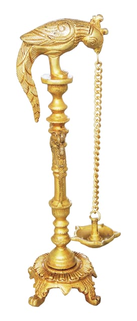 Brass Table D�cor Parrot Deepak - 3.6*3.3*12.5 Inch (BS385)