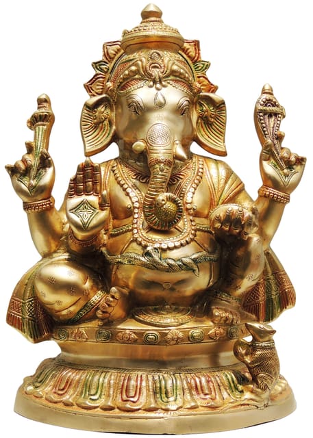 Brass Showpiece Ganesh Ji Statue - 15*10*22 Inch (BS407)