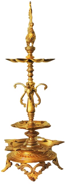 Brass Showpiece Brass Table D�cor Deepak Statue - 7*7*28 Inch (BS323)