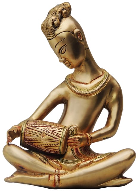 Brass Showpiece Dholak Rajisthani Statue - 6.5*3.5*8.5 Inch (BS479 B)