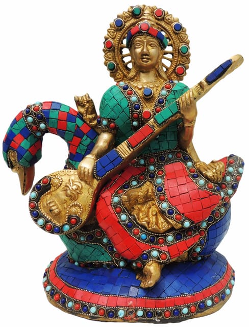 Brass Showpiece Sharaswati Statue - 10*5.5*12 Inch (BS522)