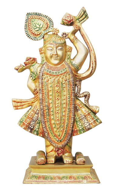 Brass Showpiece shreenathji  Statue - 9.5*4*17.5 Inch (BS941 D)