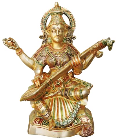 Brass Showpiece Saraswati Ji Statue - 15*7.4*17.5 Inch (BS944 E)