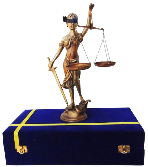 Brass Showpiece Justice Lady Statue With Velvet Box - 4*4*14 Inch (BS574)