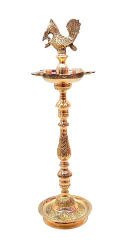 Brass Table Decor Mahabharat Oil Lamp Deepak - 6.6*6.6*24 Inch (F686 E)