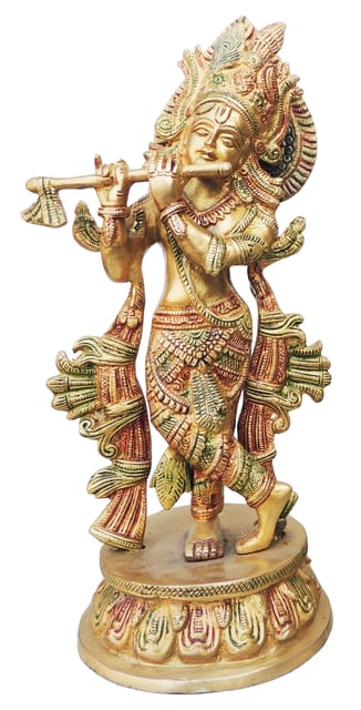 Brass Krishna Colour Statue-6*5.3*13 (BS616 K)