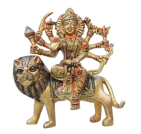 Brass Showpiece Durga Ji Idol Statue - 5*2*5.2 Inch (BS937 P)