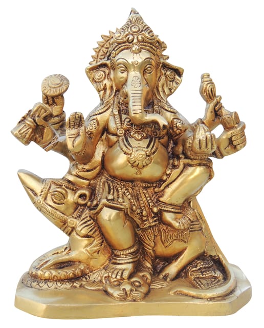 Brass Showpiece Ganesh Ji Statue - 6.5*3.2*7.5 Inch (BS1334 C)