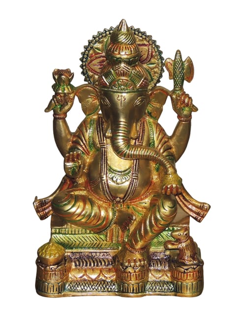 Brass Showpiece Ganesh Ji Statue - 7*3.2*10.5 Inch (BS1283 A)
