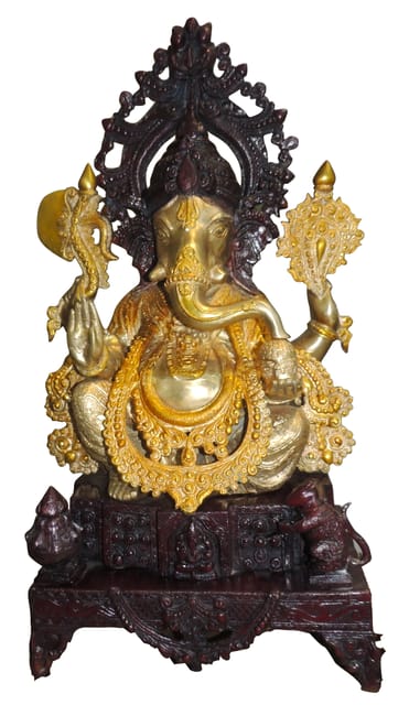 Brass Showpiece Ganesh Ji Statue - 15.5*9.5*27 Inch (BS1219 A)