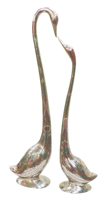 Brass Showpiece Duck Pair Statue - 17.5*4.8*33.5 inch (AN071 A)