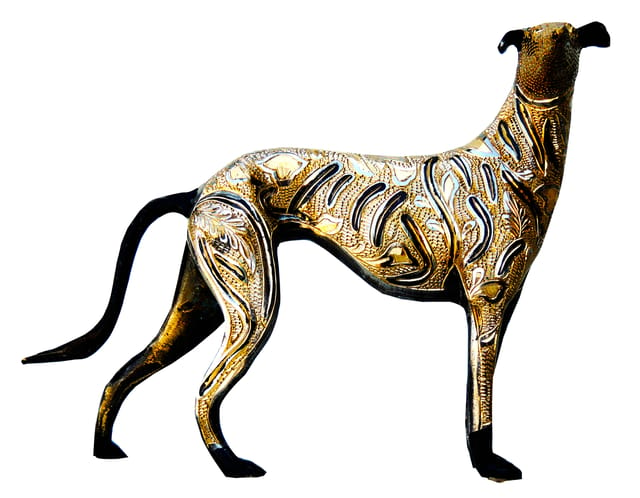 Brass Showpiece Dog Statue - 10*2*7 inch (AN047 B)