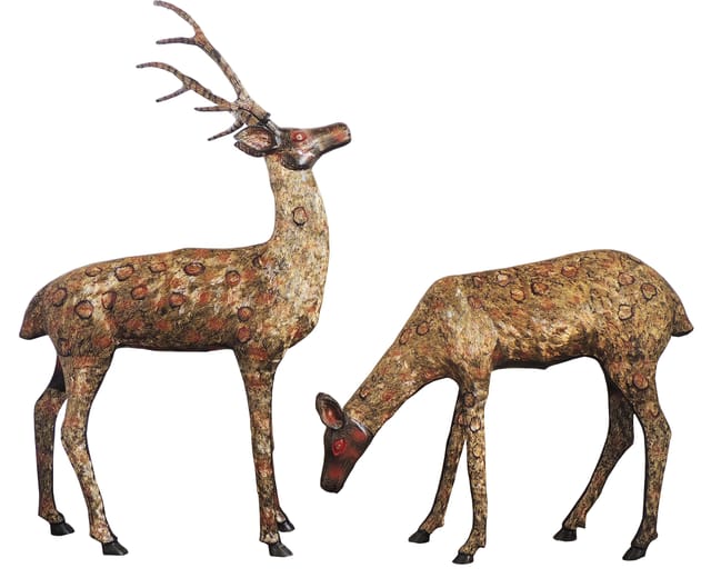 Brass Showpiece Deer Pair Statue - 55*7*44.2 inch (AN021 A)