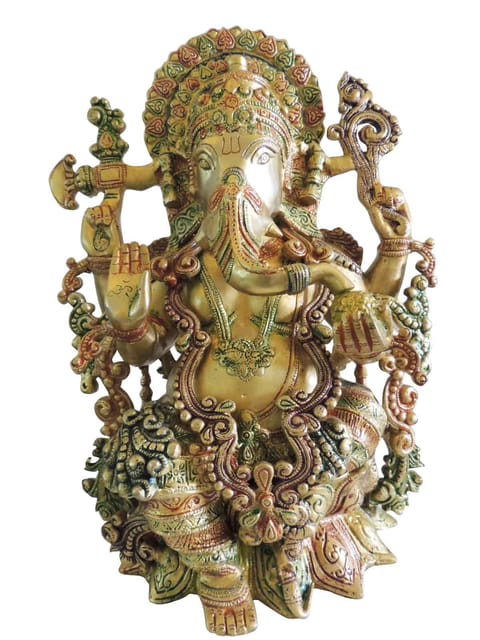 Brass Showpiece Ganesh Ji Statue - 11*8*16 inch (BS1124 G)