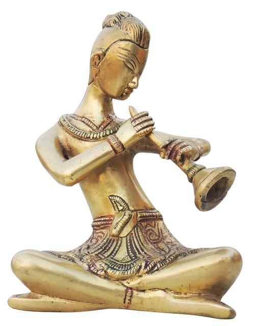 Brass Showpiece Man With Muscial Instrument - 4.5*2*6 Inch (BS1284 A)