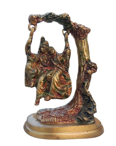 Brass Showpiece Radha Krishna Statue With Tree - 4.3*3*7 Inch (BS1256 C)