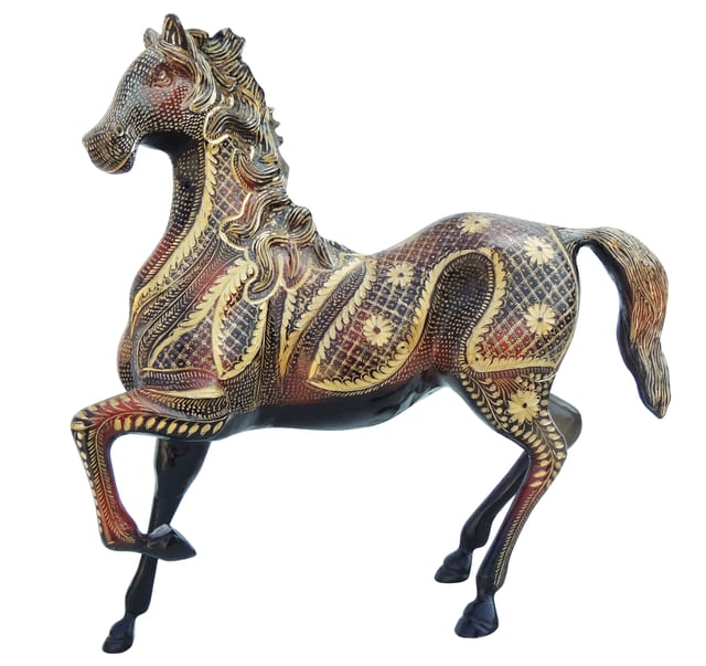 Brass Showpiece Horse Statue - 14*3.5*15 Inch (AN119 C)