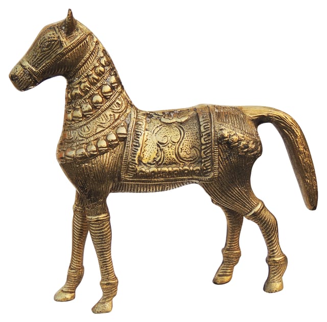 Brass Showpiece Horse Statue - 8.1*2.2*8.2 Inch (AN075 C)