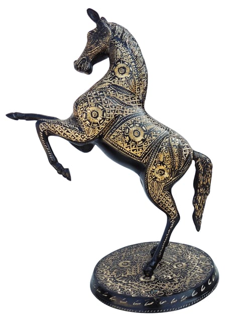 Brass Showpiece Jumping Horse Statue - 15*10*20.5 Inch (AN069 A)