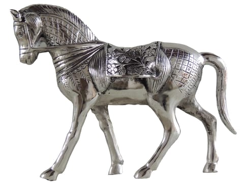 Aluminium Showpiece Silver Horse Statue - 13*4*10.2 Inch (AS212 S)