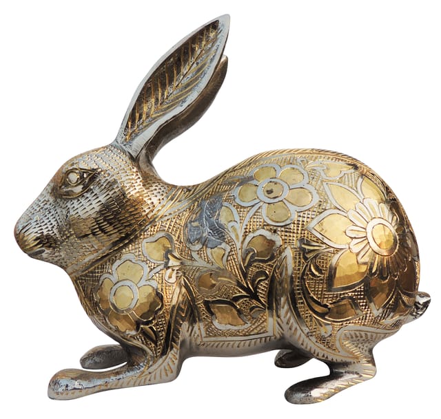 Brass Showpiece Rabbit Nickel Fancy Statue - 8*3.2*7.1 Inch (AN146 A)