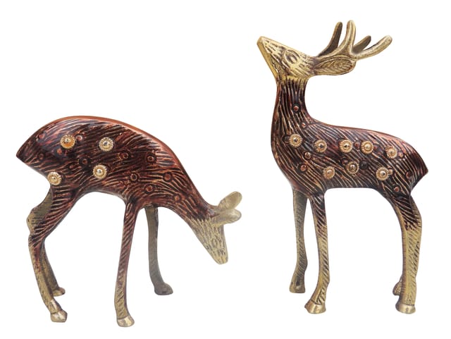 Brass Showpiece Deer Statue - 3.5*1.1*5.5 Inch (AN228 A)