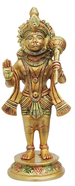 Brass Showpiece Hanuman Ji Standing Round Base Statue  - 3.5*3*8.2 Inch (BS1301 D)