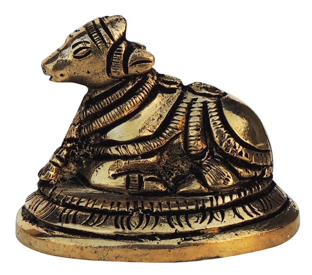 Brass Showpiece Nandi Small Statue  - 1.7*1.5*2 Inch (BS1291 B)