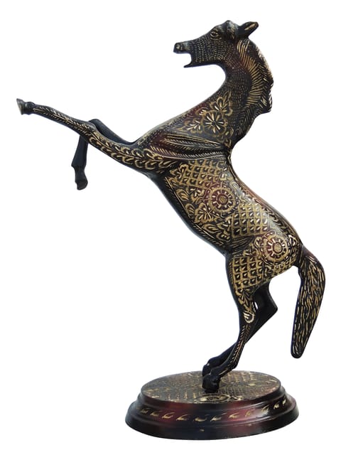 Brass Showpiece Jumping Horse Statue - 10*6.7*15 Inch (AN064 B)