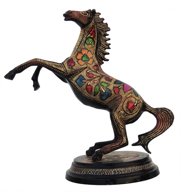 Brass Showpiece Jumping Horse Statue - 10.5*6*11 Inch (AN160)
