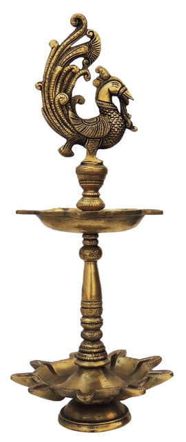 Brass Table Decor Oil Lamp, Deepak - 7*2*17.5 Inch (BS927 A)