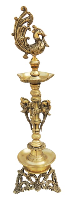 Brass Table Decor Oil Lamp, Deepak - 7.4*7.4*25 Inch (BS980 C)