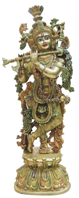Brass Showpiece  Krishna  Statue  - 11*8*32.5 Inch (BS1346 D)