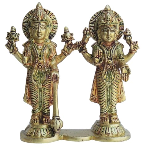 Brass Showpiece Vishnu Laxmi ji Idol - 6.5*2*7.5 Inch (BS1352 E)