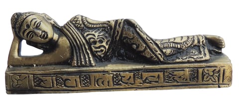 Brass Showpiece Sleeping Buddha Statue - 4*0.5*1.5 Inch (BS1364 C)