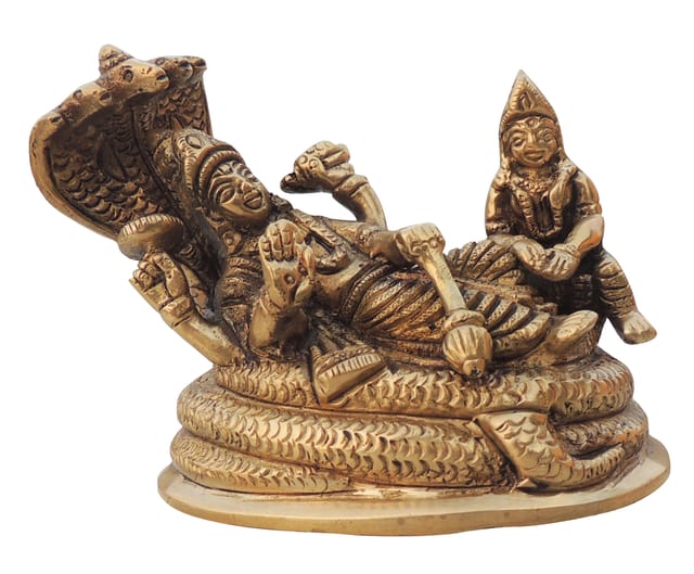 Brass Showpiece Vishnu Laxmi God Idol Statue - 4*2.5*3 Inch (BS1266 F)