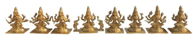 Brass Showpiece Laxmi Ji God Idol Statue Set of 8 Piece (BS1213 A)