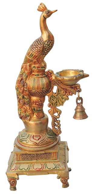 Brass Table Decor Oil Lamp, Deepak - 5.5*5.5*15 Inch (BS1255 D)