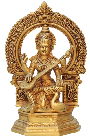 Brass Showpiece Saraswati Ji God Idol Statue - 6.2*3.5*9.6 Inch (BS1325 S)