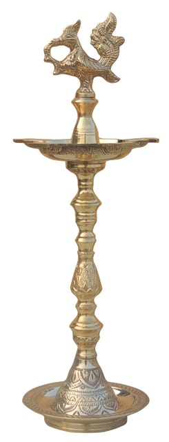 Brass Table Decor Mahabharat Oil Lamp, Deepak - 5*5*17 Inch (F686 A)