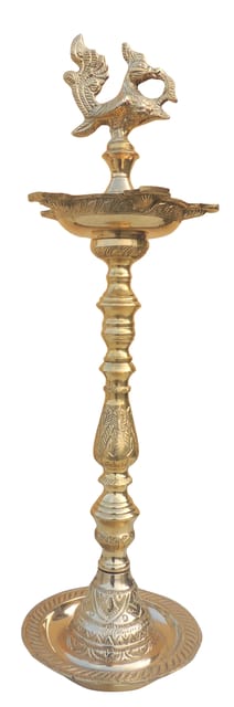 Brass Table Decor Mahabharat Oil Lamp, Deepak - 6.5*6.5*21 Inch (F686 B)