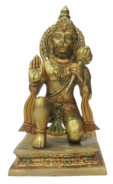 Brass Showpiece  Sitting Hanuman Ji Statue - 7*5.7*1.12  Inch (BS499 Y)