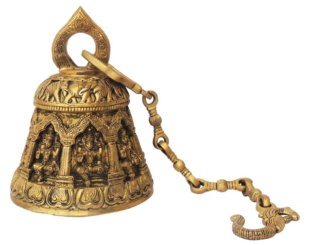 Brass Wall Hanging Temple Bell, Ghanta - 9.5*9.5*12.5 Inch (BS1372 E)