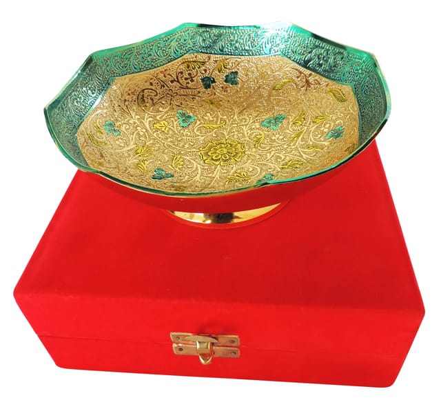 Brass Decorative Bowl With Velvet Box (B287 G)